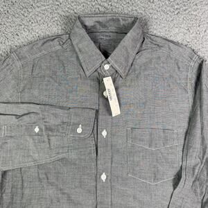 J Crew Shirt Mens Small Gray Lightweight Chambray Button Up Work Wear Pocket NEW